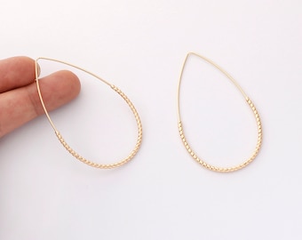 10PCS. Véritable breloque en forme de goutte plaquée or, pendentif en forme de larme creuse, découverte en laiton, matériel de bricolage pour bijoux de boucle d'oreille