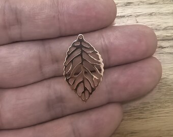 10pcs Real Gold Plated Leaves Charm, Leaf rubbing Pendant,Mystical Celestial Charms Findings