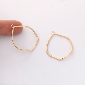 Real Gold Plated Teardrop Charm, Hollow Oval Pendant,Brass Finding,Earring Jewelry DIY Material