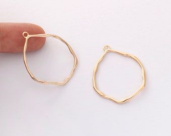 Breloque goutte en plaqué or véritable, pendentif ovale creux, laiton, bijoux pour boucles d'oreilles, matériel de bricolage