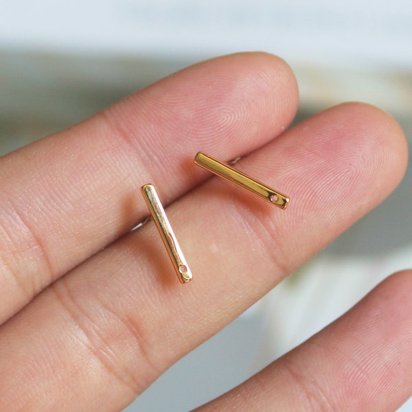 10pc real gold plated bar earrings, stick earrings, stick ear wire, simple earrings, bar ear post, high quality, wholesale