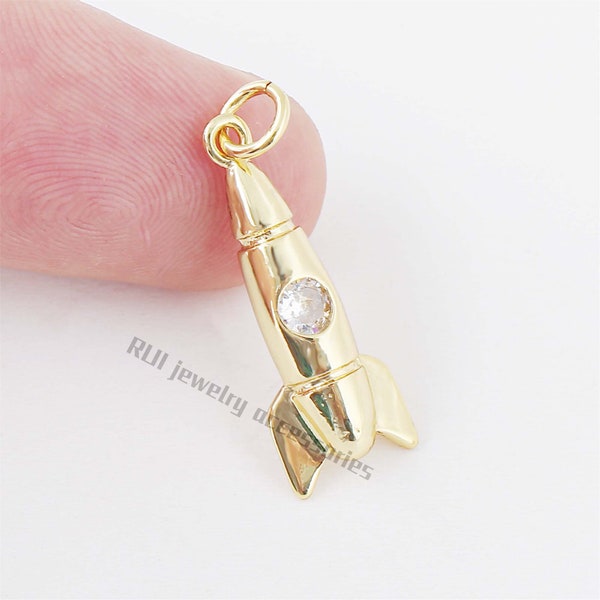 6pcs Nickel Free Real 18K Gold Plated Rocket Charm,Gold Initial Charm,Vermeil Snake Pendant,cz pave eye Charm,high quality