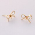 Real Gold Plated Bowknot Earrings,Bow Post Earrings, Earrings Stud, Jewelry Making Material, Crafts Supplies, Earrings diy