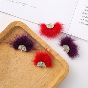 2pcs Mink furry Pompom Charm Pendant Fur Ball Charm Pom Pom Charms Paste Pom Jewelry Supplies