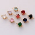 10pcs Gold Plated Round Charm, 4MM Round Glass Connector, Zircon Birthstone Charm, Quality Jewelry Supply