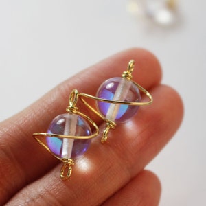 6pcs Real Gold Plated Planet Charm Pendant Bead Planet Connector