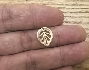 10pcs Real Gold Plated Leaves Charm, Leaf rubbing Pendant,Mystical Celestial Charms Findings