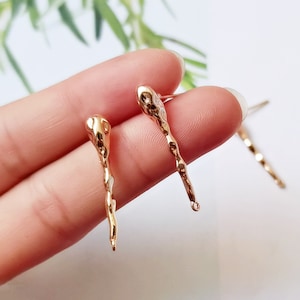 10pc real gold plated bar earrings, stick earrings, stick ear wire, simple earrings, bar ear post, high quality, wholesale