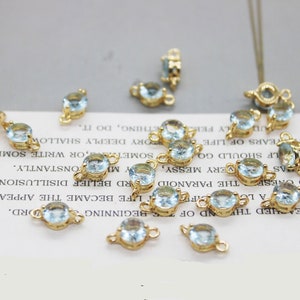 10PCS Gold Plated Tiny Cubic Zirconia Charm,5 * 10MM, Ocean blueRound Drop, CZ Pave Connector, Sieraden maken, DIY Materiaal, Crafts Supplies