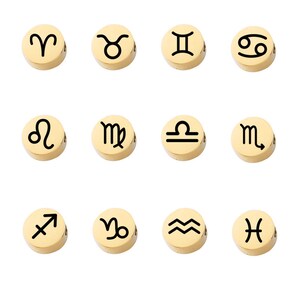 Encanto de constelaciones de acero inoxidable de 5 piezas, dije de inicial de oro, colgante de letra Vermeil, dijes de inicial de oro, dije de moneda redonda