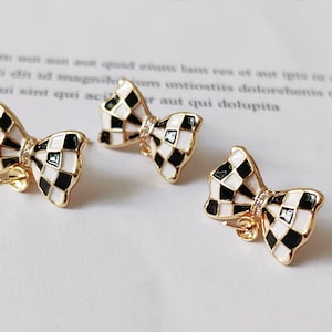 6PCS Real Gold Plated Bowknot Earrings,Bow Post Earrings, Earrings Stud, Jewelry Making Material, Crafts Supplies, Earrings diy