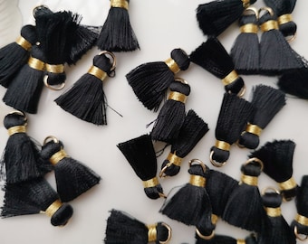 10pcs Black silk tassels,tiny silk tassels,2cm silky thread tassels,mini tassels,tassels charm for jewelry making,Wholesale tassels