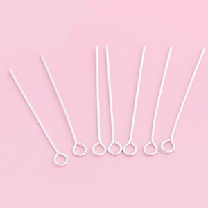 50PCS 925 Sterling Silver Eyepin,18MM/25MM/35MM/40MM,Gold/ Rhodium Eyepins, Connectors, Jewelry Findings