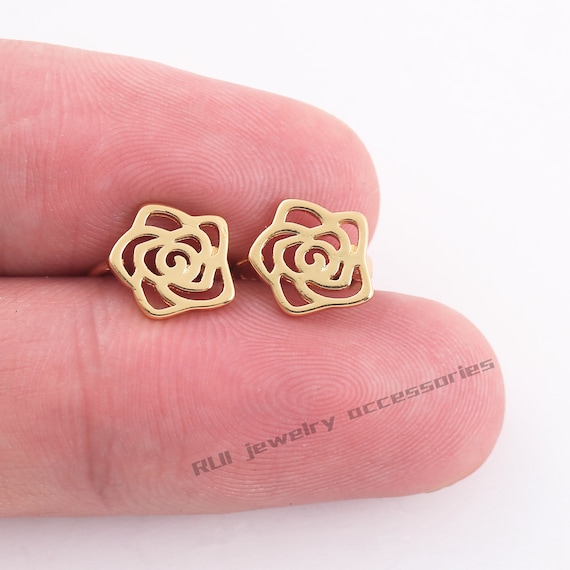 10PCS Enamel Semicircle Earrings Post, Matt Gold Fan Shape Ear Stud Earring  Accessories Jewelry Making 