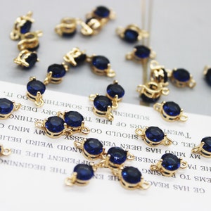 10PCS Gold Plated Tiny Cubic Zirconia Charm,5 * 10MM, Royal blue Round Drop, CZ Pave Connector, Sieraden maken, DIY Materiaal, Crafts Supplies