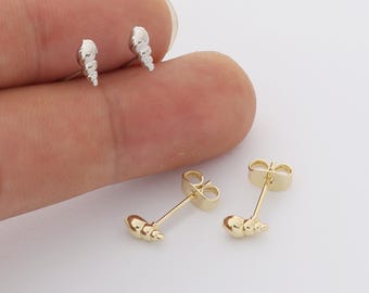 6pcs Real Gold Plated Conch Stud Earrings, Tiny Mini Dainty Earrings, Conch Cartilage Earring Stud,Minimalist Accessories,Bulk