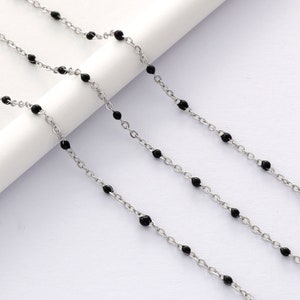 3.2 feet. Stainless Steel Ball Chain, Enamel Satellite Chain by Foot, Dainty Chain, Rainbow Tiny Enamel Bead Chain,Bulk Chain,high-quality