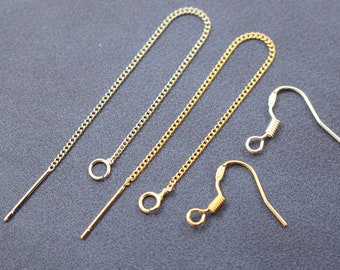 6PCS 18k Gold Plated Threader Earring,Long Ear Thread Earring, Edgy Earrings,Multiple Double Piercing,Minimal Earrings, Chain Earrings