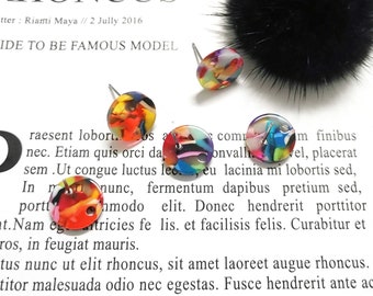 6 unids 12MM pendientes redondos de acrílico, pasador de oído, alambre de oreja, pendientes, t pendientes de acetato haciendo, pendientes de suministros