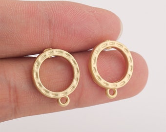 10PC Matt Gold Plated Round Earring Round Stud Statement Metal Earrings Earring Accessories Designer Jewelry Making