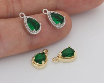 6pcs Real 18k Gold Plated Teardrop Charm, cz Pave Teardrop Pendant, Mini Teardrop Charm, diy Material, Bracelet Drop, Jewelry Making