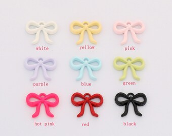 10pcs Alloy Charm, Red Enamel Bow Pendant, Tiny Mini Bow Charm, Jewelry making, diy Material