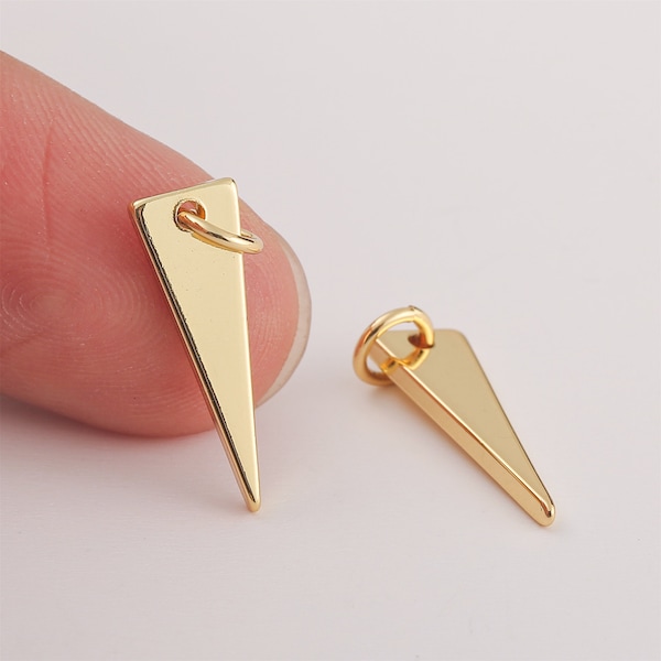 6pcs Real 18K Gold Plated Triangle Charm ,Bracelets Finding,Trendy Charm,Gold Initial Charm