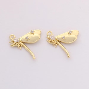 Real Gold Plated Brass Dragonfly Charms Animal Pendant Dragonfly Charm Jewelry Accessories for Necklace&Bracelet Making