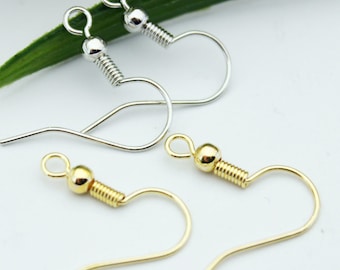 100PCS,Brass Ear Wire Ball Dot French Hooks Dangle Earring Hooks Ball French Hook Ear Wires Earrings Findings Components