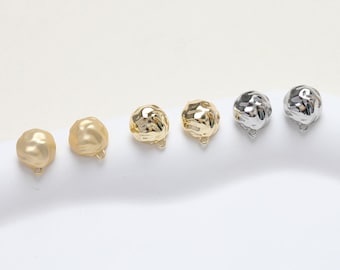 10 stuks 18 kt vergulde ronde oorbellen met ring, ronde nageloorring, gouden bol oorbellen, trendoorbellen, oorbelbevestiging