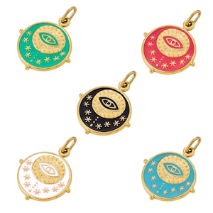 Gold Tiny Color Evil Eye Charms, Gold Filled Evil Eye Pendant,Evil Eye Charm Bracelet Necklace for DIY Jewelry Making Supply