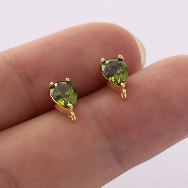 6PCS Real Gold Plated Brass Zircon Diamond Earrings Posts, Earring Stud,Tiny Mini Teardrop Ear Studs