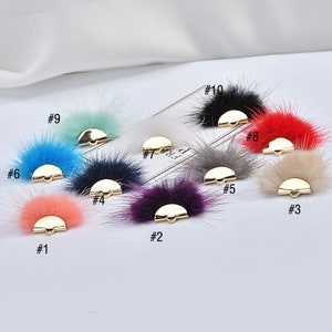 10PCS Fan Shape Mink Fur Charm Pendant Winter Earrings Jewelry Making Diy Material