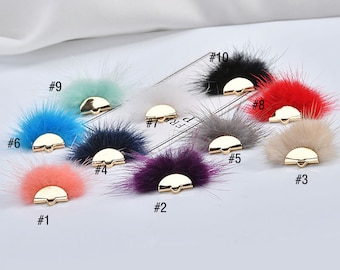 10PCS Fan Shape Mink Fur Charm Pendant Winter Earrings Jewelry Making Diy Material