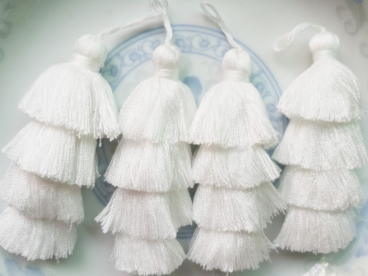 High Quality Large Cotton Tassels, Triple Cotton Tassels, Cotton Tassels,White Stacked Tassels, Stacked Cotton Tassels,Statement Tassels