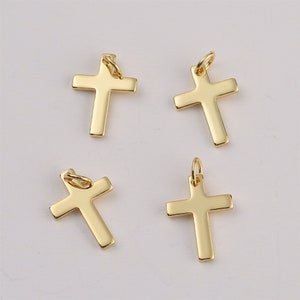 6pcs Real 18K Gold Plated Cross Charm ,Bracelets Finding,Trendy Charm,Gold Initial Charm image 2