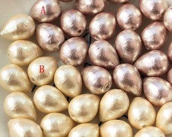 2PCS. Japanese Cotton Pearl,Ivory Cotton Pearl Bead, 10*15MM, Tear Drop cotton pearl,Imitation pearls, pearl finding, Jewelry  makeing