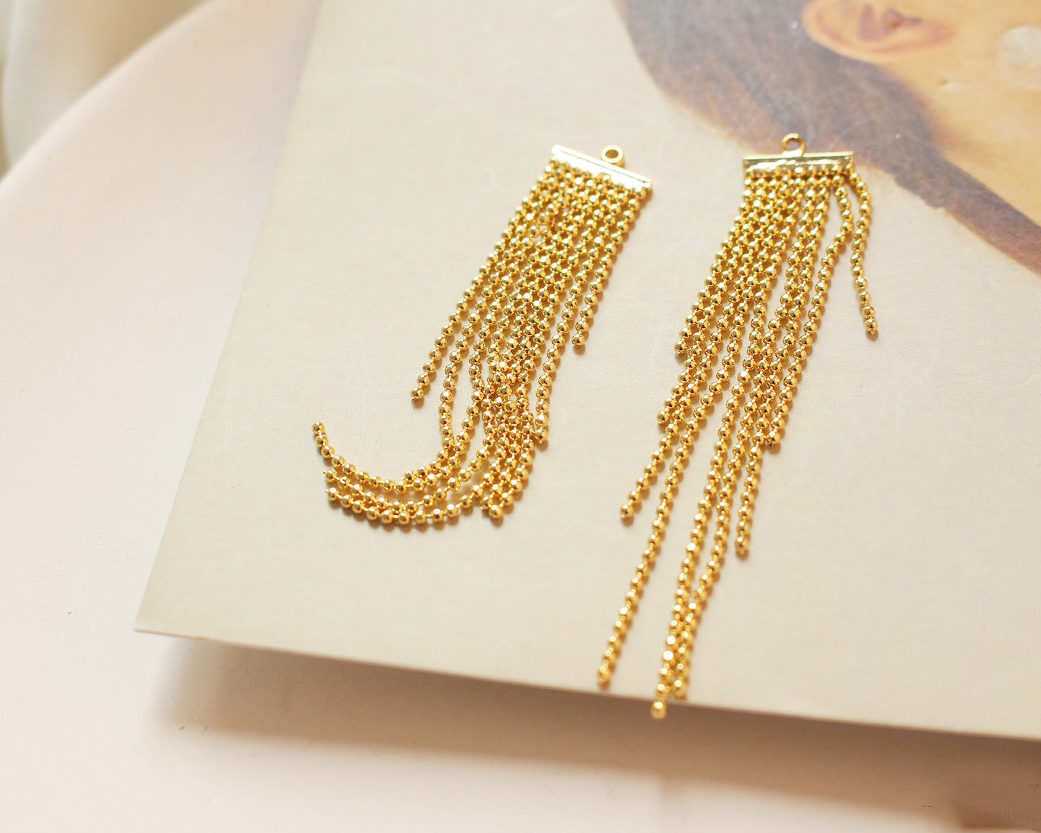 4PCS. 18k Real Gold Plated Tassel Charm Long Metal Tassels Etsy