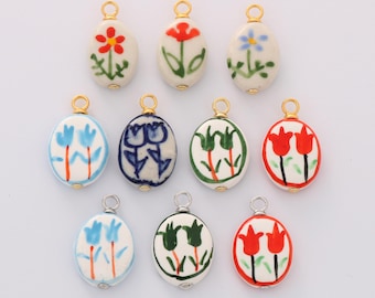 Bunter keramischer Charme handgemachter Malerei Keramikporzellanblumenblumenblumen-Weinlesecharme für Halskettenarmbandschmuck, die Versorgung