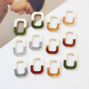 10pcs 31MM Rectangle Acetate Celluloid Charm Splice Resin Pendant  Summer Earrings Acrylic Charm Jewelry Charm Diy Jewelry Craft Supplies