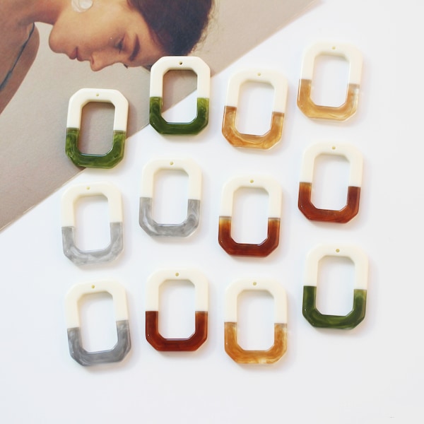 10pcs 31MM Rectangle Acétate Celluloïd Charme Épissure Résine Pendentif Boucles d’oreilles d’été Acrylique Charme Bijoux Charme Charme Bricolage Bijoux Fournitures d’artisanat