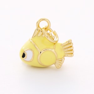 Real Gold Plated Enamel Fish Tail Beads, Fish Bracelet Beads, Fish Spacer Beads, Bracelet Charm, Gold Plated Findings