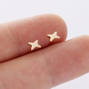 10PCS Real Gold Plated Criss Cross Earring Stud, Tiny Cross Earrings,Cross Earrings Posts, Accessories Jewelry Making,Nickel free