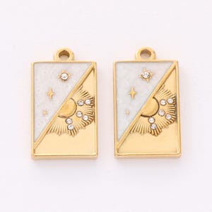 2PCS PVD 18K Gold Plated Tarot Pendant, Tarot Charm, Heart Pendant, Sun Pendant, Tarot Necklace, Suitable For Jewelry Making Supplies