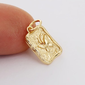 Real 18k Shiny Gold Butterfly Charms, Butterfly Pendant, Dainty Charms, Necklace Charm, Bracelet Charms, Gold Plated Findings