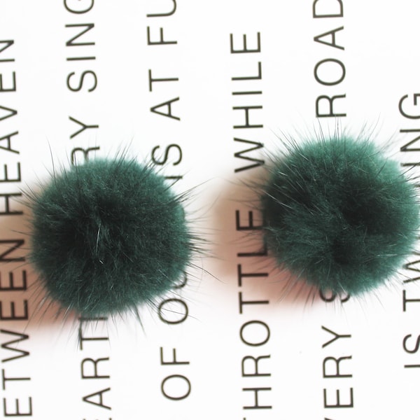 5PC 4cm Forest green Mink furry Pompom Charm Pendant Fur Ball Charm Pom Pom Charms Paste Pom Jewelry Supplies