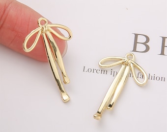 10pcs Alloy Hollow Bow Charm, Geometry Bow Pendant, Jewelry making, diy Material