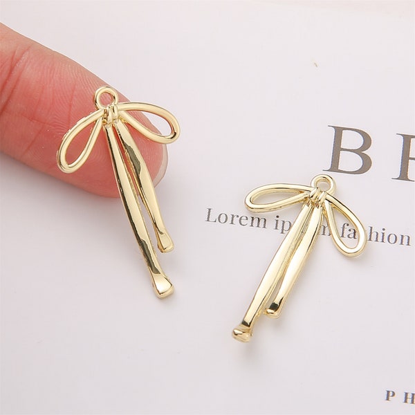 10pcs Alloy Hollow Bow Charm, Geometry Bow Pendant, Jewelry making, diy Material