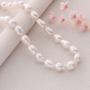 1 tira de perlas barrocas en forma de lágrima, 8*10MM, perlas naturales de agua dulce, pendientes/collares, materiales para hacer joyas de perlas