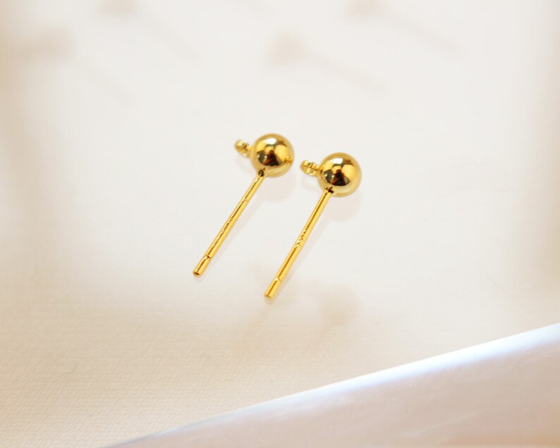 10pcs.3mm/4mm/5mm Ball Earring W/ring Ball Ear Stud Gold Ear Etsy